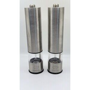 Kitchen Pros 2PCS Electric Salt Pepper Grinder Mill Shakers Stainless Steel